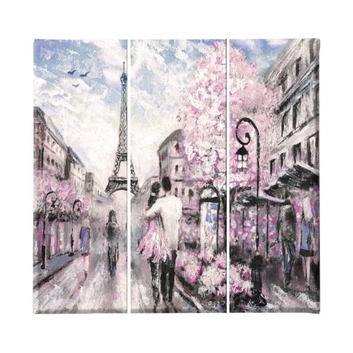 EPIKASA Canvas Print Eiffel Tower 2 - Pink 23x3x50 cm (3 Pcs)