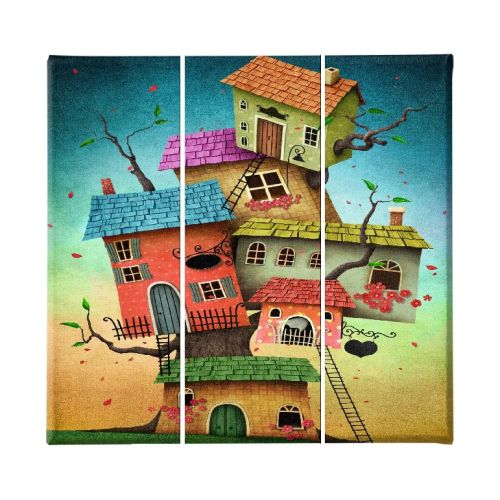 EPIKASA Stampa su Tela per Bambini Casa Sull'Albero - Multicolore 23x3x50 cm (3 z)