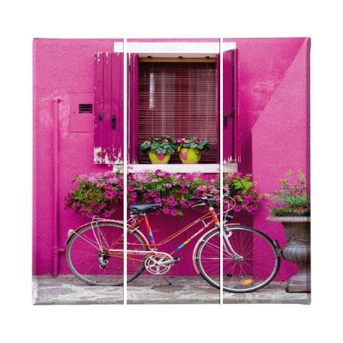 EPIKASA Canvas Print Bicycle and Window - Fuchsia 23x3x50 cm (3 Pcs)