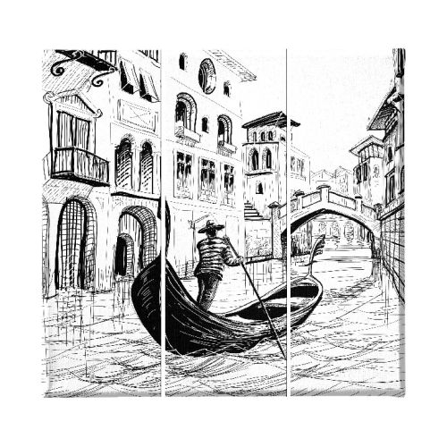 EPIKASA Stampa su Tela Venezia - Nero 23x3x50 cm (3 z)