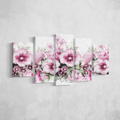 EPIKASA Canvas Print Flowers 1 - Pink 20x3x40 cm (2 pcs), 20x3x50 cm (2 pcs),  20x3x60 cm (1 pcs)