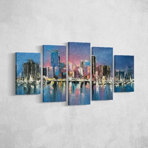 EPIKASA Canvas Print Skyscrapers 1 - Multicolor 20x3x40 cm (2 pcs), 20x3x50 cm (2 pcs),  20x3x60 cm (1 pcs)