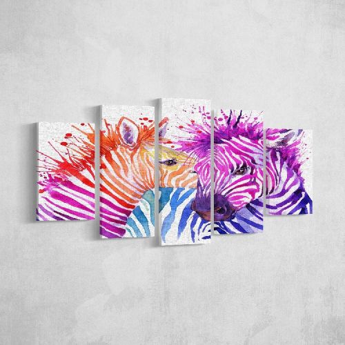 EPIKASA Canvas Print Zebra 1 - Multicolor 20x3x40 cm (2 pcs), 20x3x50 cm (2 pcs),  20x3x60 cm (1 pcs)