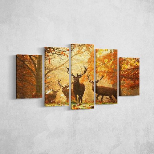 EPIKASA Canvas Print Deer 1 - Orange 20x3x40 cm (2 pcs), 20x3x50 cm (2 pcs),  20x3x60 cm (1 pcs)