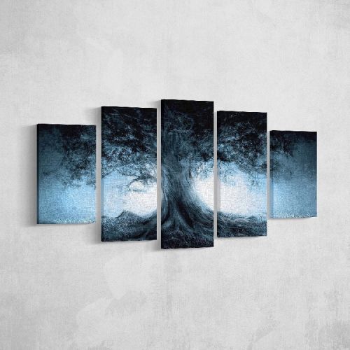 EPIKASA Canvas Print Tree 10 - Blue 20x3x40 cm (2 pcs), 20x3x50 cm (2 pcs),  20x3x60 cm (1 pcs)