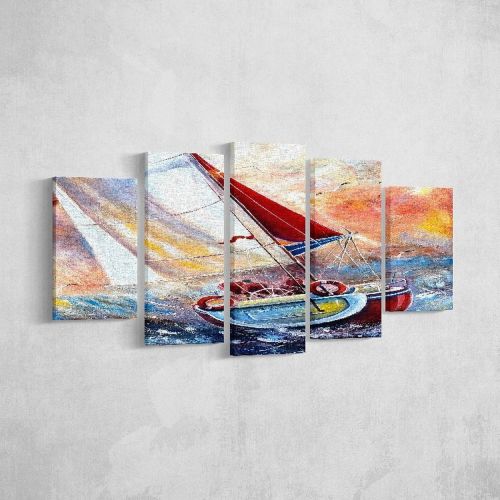 EPIKASA Canvas Print Sea 2 - Multicolor 20x3x40 cm (2 pcs), 20x3x50 cm (2 pcs),  20x3x60 cm (1 pcs)