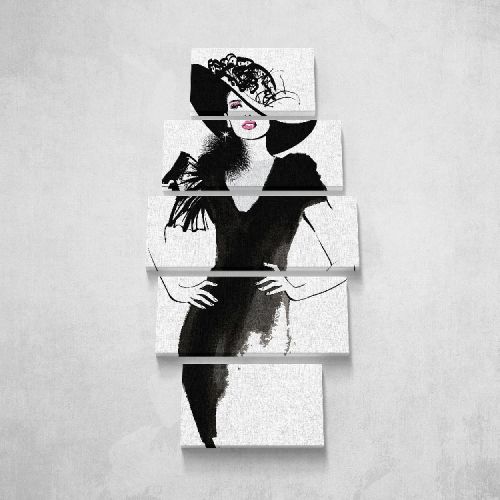 EPIKASA Canvas Print Woman - Black 40x3x20 cm (2 Pcs), 50x3x20 cm (2 Pcs), 60x3x20 cm (1 Pcs)