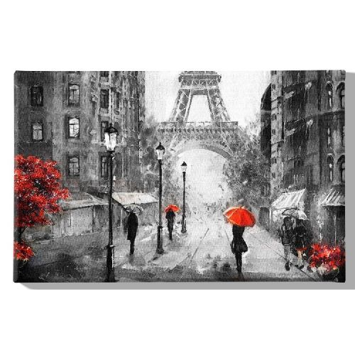 EPIKASA Canvas Print Eiffel Tower 5 - Red 70x3x45 cm