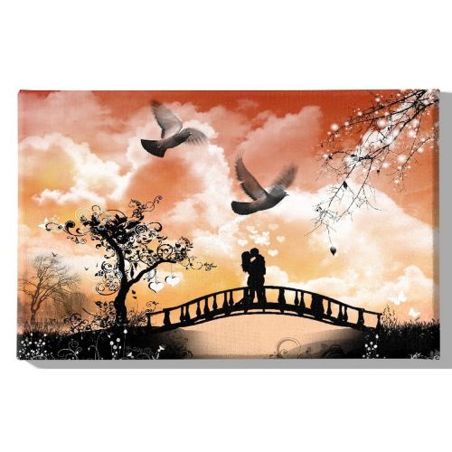 EPIKASA Canvas Print Lover Bridge - Orange 70x3x45 cm