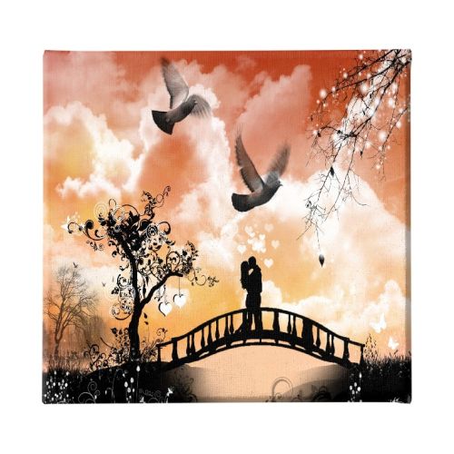EPIKASA Canvas Print Lover Bridge - Orange 60x3x60 cm