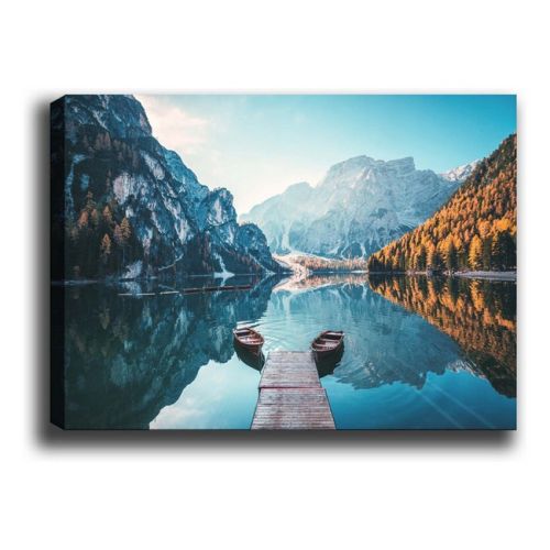 EPIKASA Stampa su Tela Lago Di Braies - Blu 70x3x50 cm