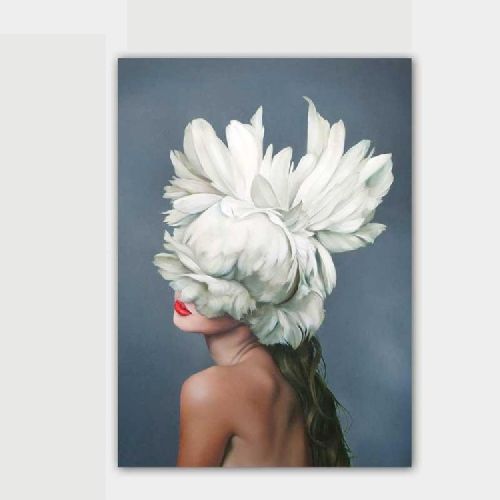 EPIKASA Canvas Print Woman and Flowers 04 - White 50x3x70 cm