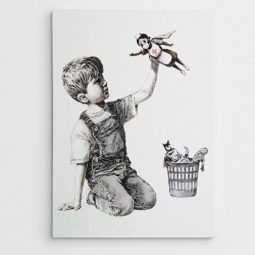 EPIKASA Stampa su Tela Banksy Il Bimbo E L'Infermiera - Grigio 70x3x100 cm