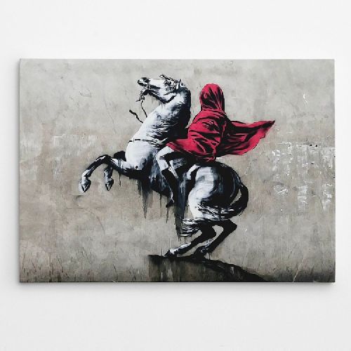 EPIKASA Stampa su Tela Banksy Il Napoleone Velato - Rosso 100x3x70 cm