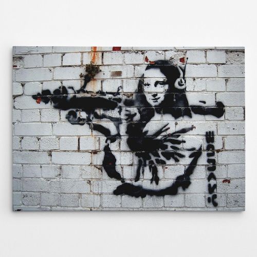 EPIKASA Stampa su Tela Banksy Monna Lisa - Grigio 100x3x70 cm
