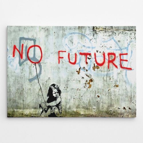 EPIKASA Stampa su Tela Banksy No Future - Rosso 100x3x70 cm