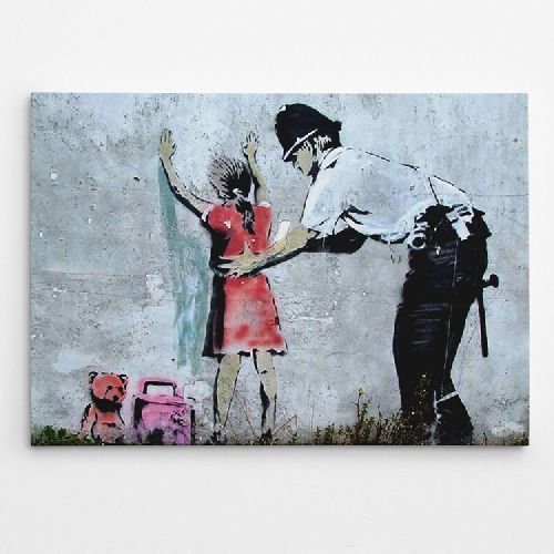 EPIKASA Stampa su Tela Banksy Perquisizione - Rosso 100x3x70 cm