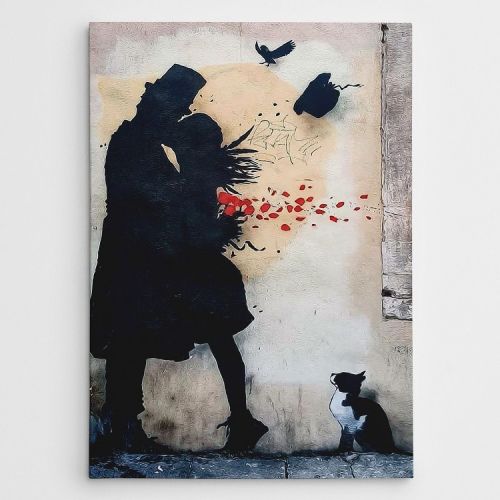 EPIKASA Canvas Print Banksy Lovers - Red 70x3x100 cm