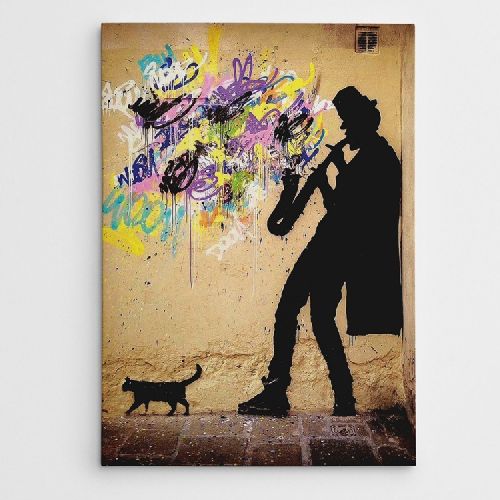EPIKASA Stampa su Tela Banksy Sassofono - Multicolore 70x3x100 cm