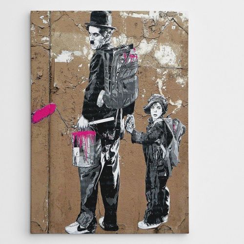 EPIKASA Stampa su Tela Banksy Charlie Chaplin - Nero 70x3x100 cm