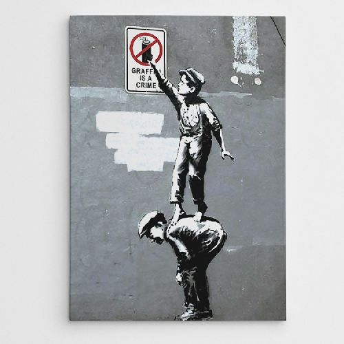 EPIKASA Stampa su Tela Banksy Graffiti Is A Crime - Nero 70x3x100 cm