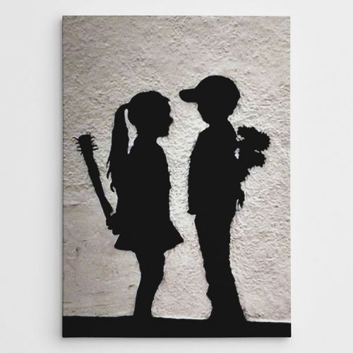 EPIKASA Canvas Print Banksy Girl Meets Boy - Black 70x3x100 cm