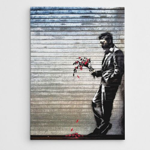 EPIKASA Stampa su Tela Banksy Aspettando Invano - Multicolore 70x3x100 cm