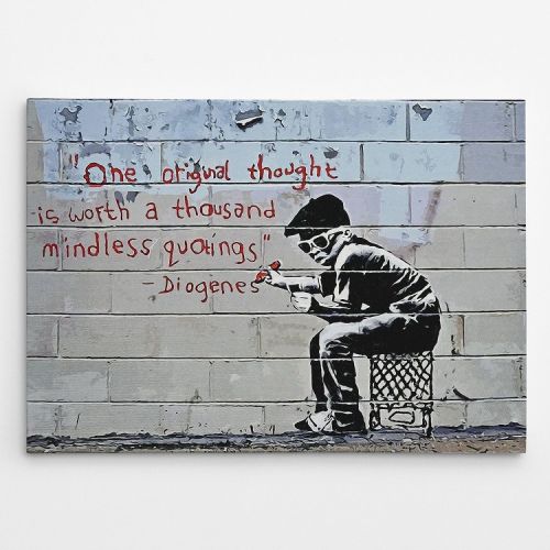 EPIKASA Canvas Print Banksy Diogenes Quote - Red 100x3x70 cm