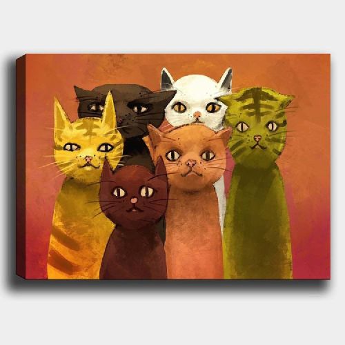 EPIKASA Canvas Print Cats - Multicolor 100x3x70 cm