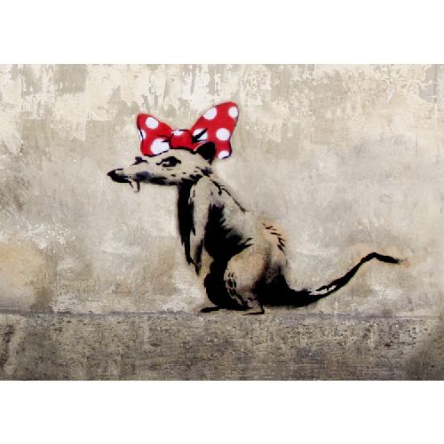 EPIKASA Stampa su Tela Banksy Topolino Con Fiocco - Multicolore 100x3x70 cm