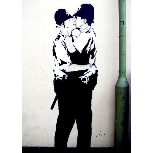 EPIKASA Stampa su Tela Banksy Kissing Coppers - Multicolore 70x3x100 cm