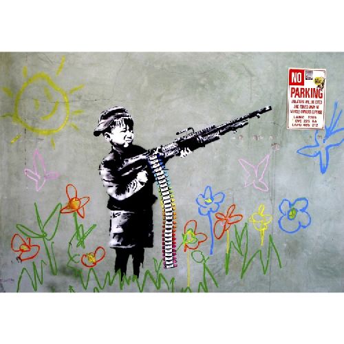 EPIKASA Stampa su Tela Banksy Bambino Con Fucile - Multicolore 100x3x70 cm