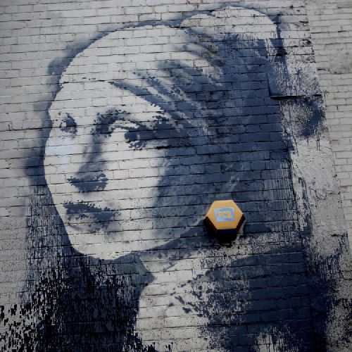 EPIKASA Stampa su Tela Banksy La Ragazza Con L'Orecchino Di Perla - Multicolore 60x3x60 cm