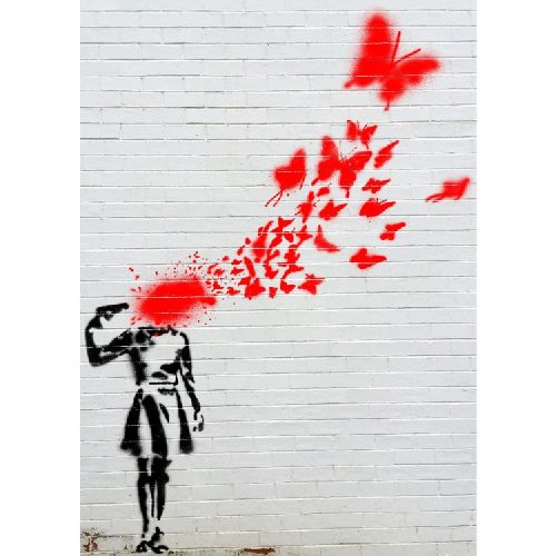 EPIKASA Stampa su Tela Banksy Butterfly Girl - Multicolore 70x3x100 cm