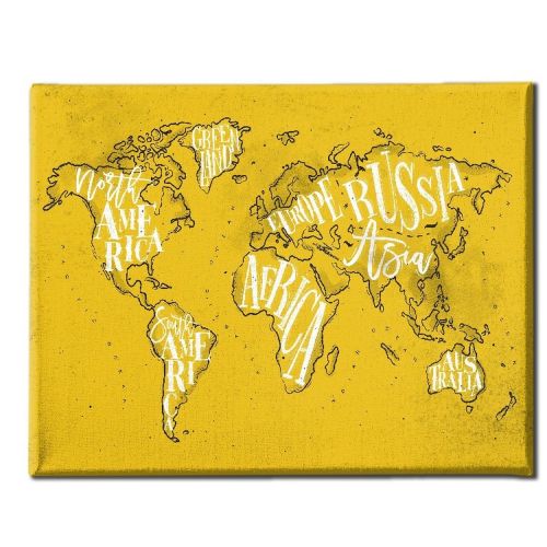 EPIKASA Canvas Print World Map 9 - Yellow 100x3x70 cm
