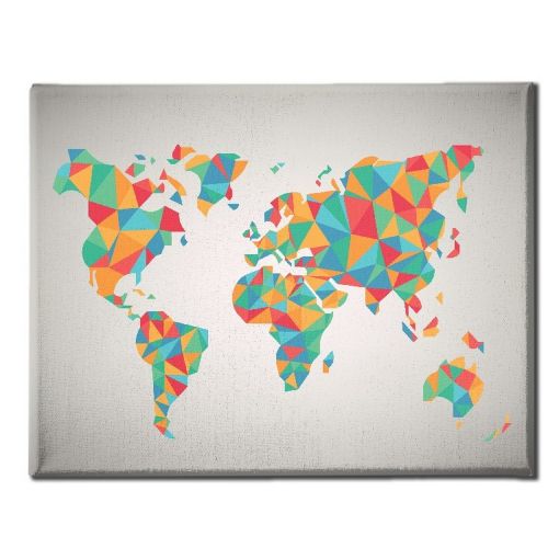 EPIKASA Stampa su Tela Mappa Mondo 10 - Multicolore 100x3x70 cm