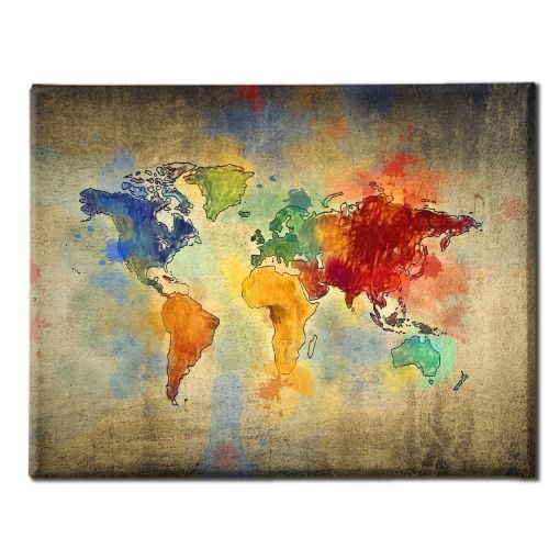 EPIKASA Stampa su Tela Mappa Mondo 11 - Multicolore 100x3x70 cm