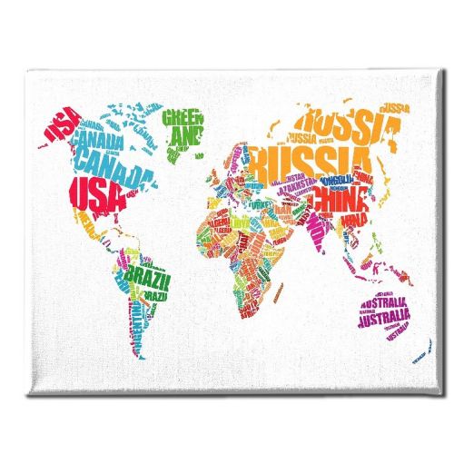 EPIKASA Stampa su Tela Mappa Mondo 12 - Multicolore 100x3x70 cm