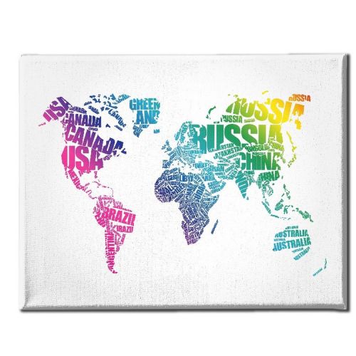 EPIKASA Stampa su Tela Mappa Mondo 13 - Multicolore 100x3x70 cm