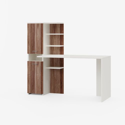 EPIKASA Desk Lotus - Walnut Bookcase: 60x31,5x135 cm, Table: 120x60x73,8 cm