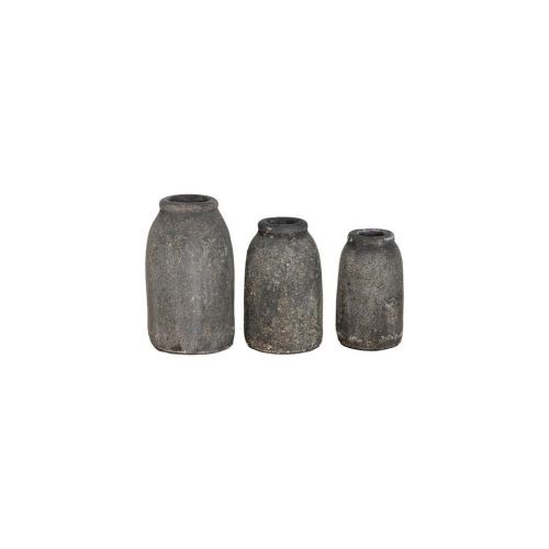 EPIKASA 3 pcs Decorative Vases Set Velas - Grey 13x13x22 cm - 11x11x20 cm - 9x9x17 cm